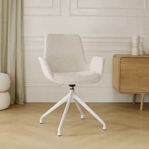 Nolon Nola-Eef Draaibare Eetkamerstoelen Bouclé Beige - Wit - 2x - vtwonen shop