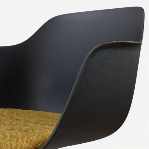 Nolon Nora-Liz eetkamerstoel zwart met mosgroen zitkussen - wit onderstel