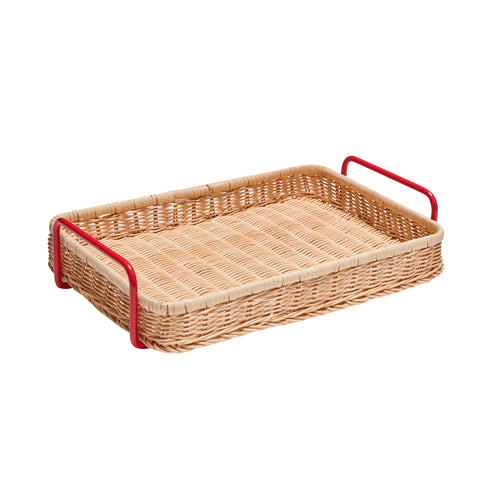 Hübsch dienblad Splint - ijzer/rattan - 42x27xh10cm - vtwonen shop