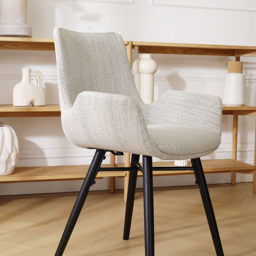 Nolon Nena-Eef Eetkamerstoel Beige Gemêleerd - Zwarte Houten Poten - vtwonen shop