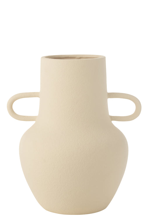 J-Line vaas Kruik 2 Handvat - keramiek - beige - large - 29.5 cm hoog
