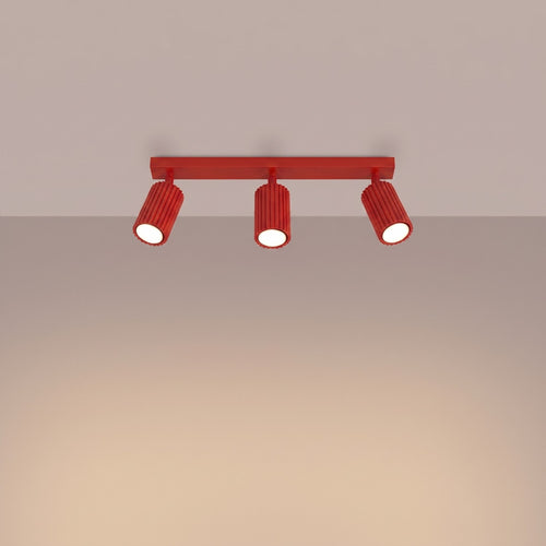 Sollux Lighting Plafondlamp KARBON 3L rood - 45x6,5x16,5cm