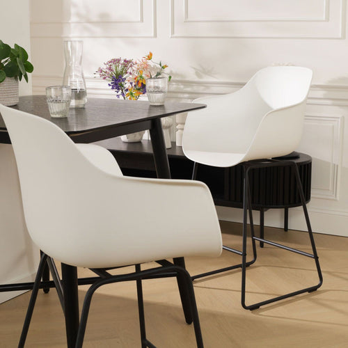 Nolon Nino-Puk barkruk wit - zwart onderstel - 65 cm - set van 2