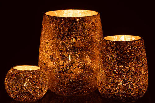 J-Line kaarshouder Craquelé - glas - goud
