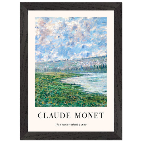 Artfulprints Poster met Lijst Claude Monet - The Seine at Vétheuil   - A4 21x29.7 cm - Blauw