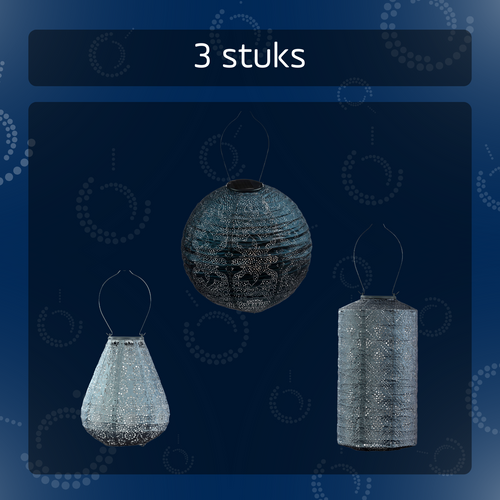Lumiz solar lampion - blauwe set - 3 stuks - vtwonen shop