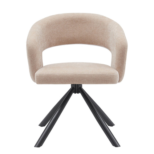 DÉJA Living Eetkamerstoel Elle - Stof/Metaal - Taupe - Set van 2