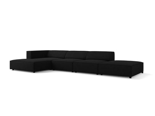 Cosmopolitan Design linker hoekbank Arendal 5-zits, chenille met ribbeleffect, zwart - 166x341x70cm