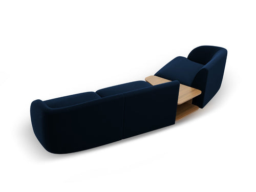 Micadoni linker modulaire bank Miley 3-zits, flueel, koningsblauw - 126x303x70cm