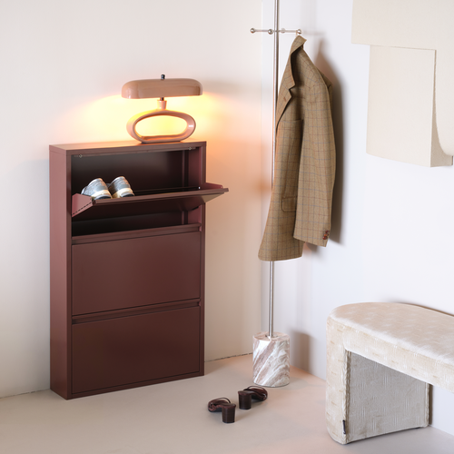 WOOOD 3-vaks schoenenkast Sabine - Metaal - Bordeauxrood - 103x66x16