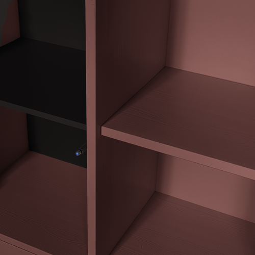 WOOOD opbergkast Merel - Grenen - Bordeauxrood - 100x200x44