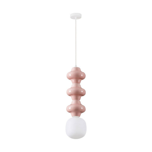 Nova Luce CLIO Hoge, slanke hanglamp voor aan het plafond, roze, mat wit, E14 fitting, 1x5W