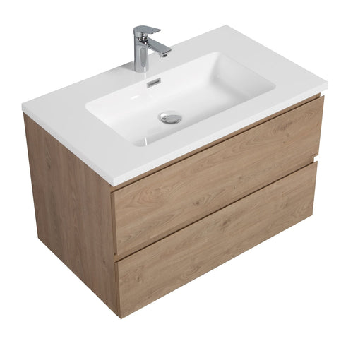 Badplaats Badkamermeubel Set Angela 80 cm – Kastanje Eiken – Badmeubel met Wastafel
