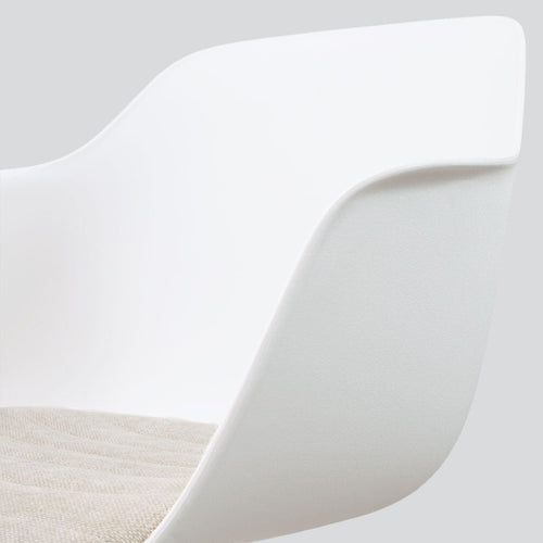 Nolon Nino-Liz barkruk wit met naturelbeige zitkussen - zwart onderstel - 75 cm