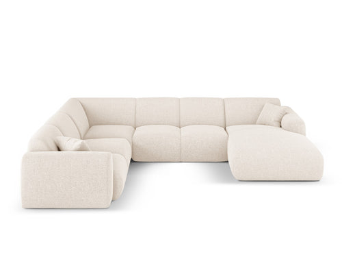 Cosmopolitan Design Panoramische hoekbank links Nolio 6-zits, chenille lichtbeige - 252x342x72cm