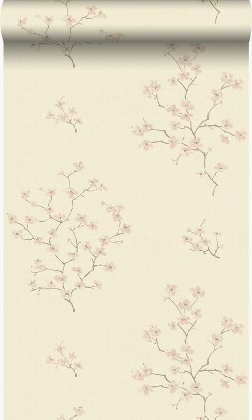 Origin Wallcoverings behang bloesemtak beige en roze - 53 cm x 10,05 m - 346545 - vtwonen shop