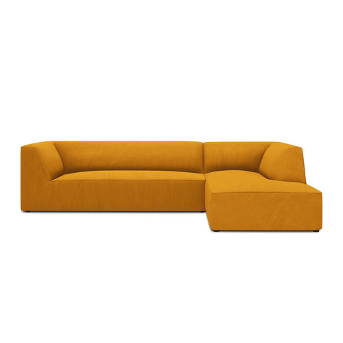 Cosmopolitan Design - Modulaire hoekbank rechts Siena 4-zits, ribfluwelen geel - 180x273x69cm