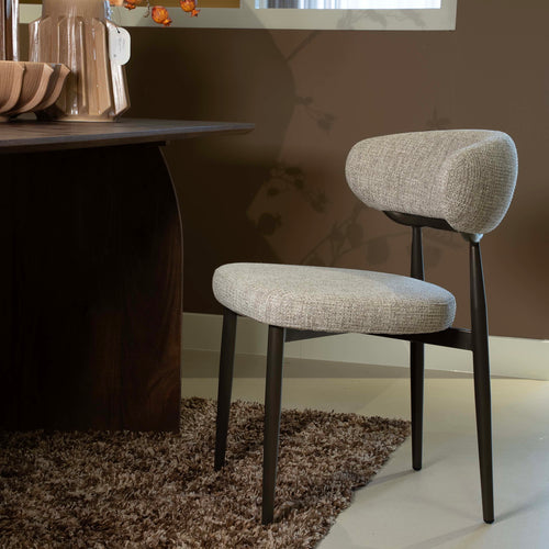 DÉJA Living Eetkamerstoel Milan - Beige/Brons Stof - Set van 2