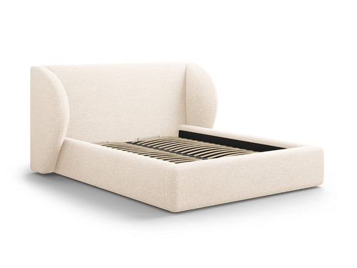 Micadoni Opbergbed met hoofdeinde Miley 180x200cm, chenille, lichtbeige - 230x227x100cm