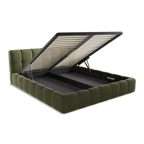 LaMiaSofa Bed met opbergruimte Roma - velours - olijf - 200x228x82