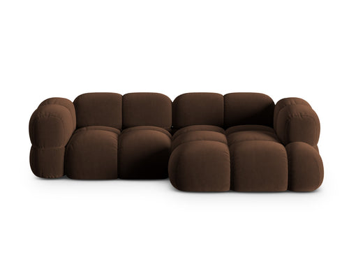 Cosmopolitan Design rechter hoekbank Loretto 3-zits, flueel chocolade - 147x250x68cm
