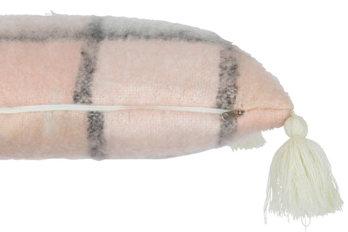 J-Line kussen Geruit - polyester - beige/roze