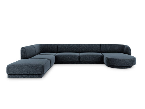 Micadoni Panoramische hoekbank links Miley 6-zits, chenille, koningsblauw - 255x330x70cm