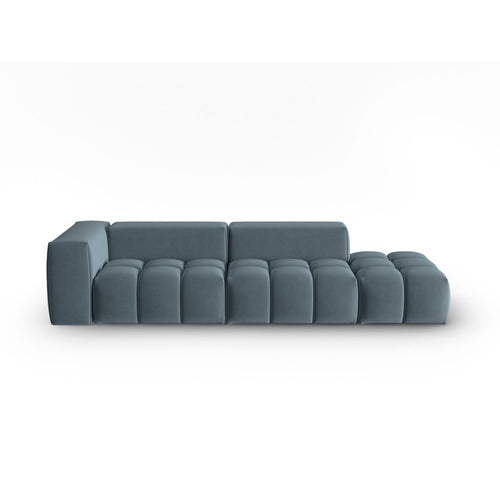 Cosmopolitan Design - Rechte modulaire bank Verona 4-zits, flueel pastelblauw - 85x265x70cm
