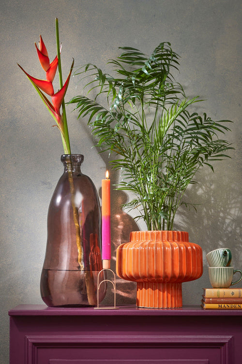 Mica Decorations Pinto Vaas - H51 x Ø22 cm - Gerecycled Glas - Donkerbruin