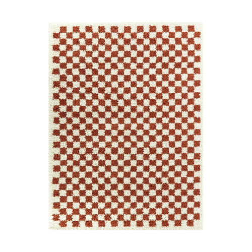 AFK Living vloerkleed  Checkers - shaggy - terracotta - 160 x 230 cm