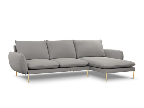 Cosmopolitan Design rechter hoekbank Vienna 5-zits, boucle, grijs - 170x255x95cm