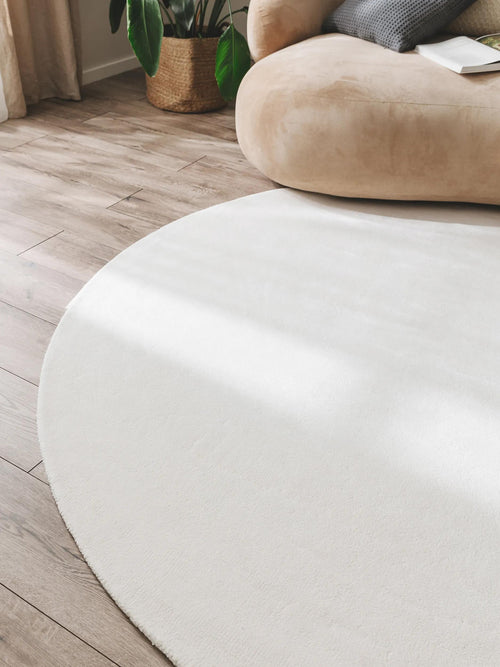 benuta viskose vloerkleed Nela - créme - ø 120 cm