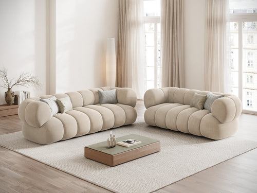 Cosmopolitan Design Bank Koge 3-zits, flueel lichtbeige - 95x210x70cm