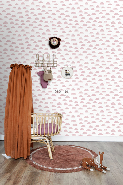 ESTAhome behang grafisch motief roze - 53 cm x 10.05 m - 139065