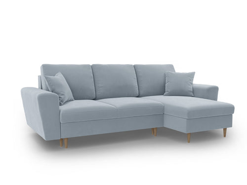 Cosmopolitan Design Omkeerbare converteerbare hoekbank met opbergdoos Kyoto 4-zits, flueel lichtblauw - 145x241x88cm
