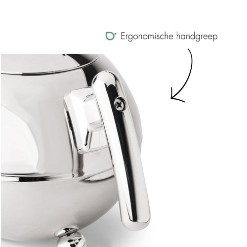 Bredemeijer - Duet® Bella Ronde – Dubbelwandige Theepot – 1,5 liter - RVS - Chroom beslag