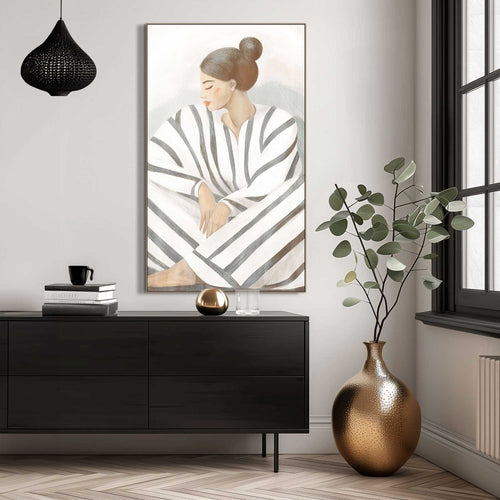 Reinders Zen Lady Grey art frame -  beige - slaapkamer - 118x70cm