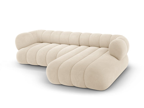 Cosmopolitan Design rechter hoekbank Koge 5-zits, flueel lichtbeige - 165x270x70cm