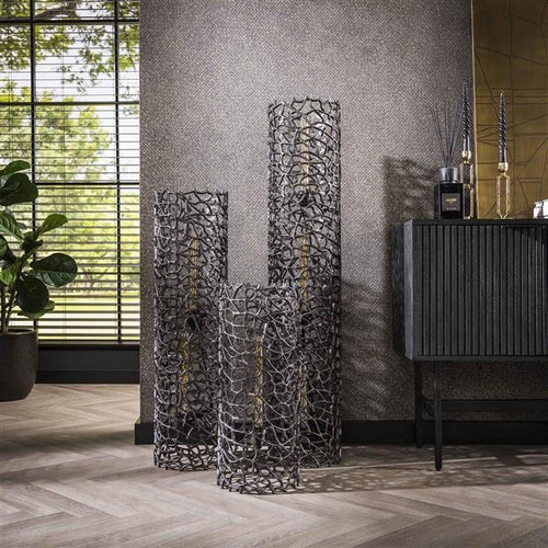 Giga Meubel Vloerlamp Weaver - Zwart Metaal - 1-Lichts - 25x25x61cm - vtwonen shop