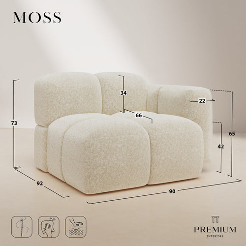 Premium Interiors - Rechthoekmodule MOSS - fluweel met structuur beige 90cm