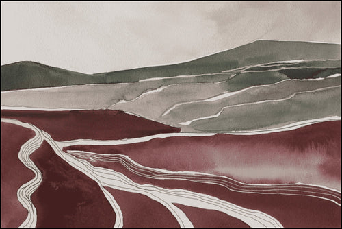 Vloerkleed MOMO rugs x NOŪRA studios - Horizon Bordeaux/Green 300x400 cm