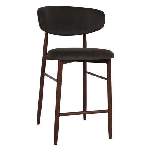 Giga Meubel Barstoel Alexia Donkerbruin/Walnoot – Faux Fur – Zithoogte 65 cm - Set van 2