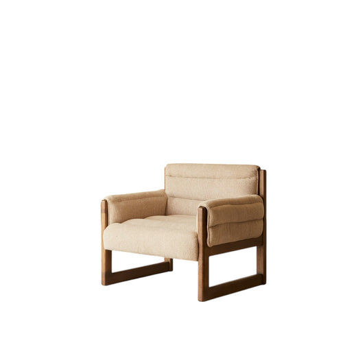 Tikamoon Fauteuil in massief eikenhout en beige stof - Beige