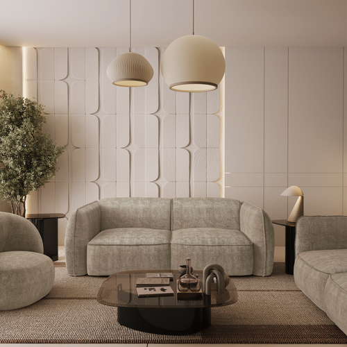 Sia Home - Rechte bank LIVIA - Fluweel weefsel - Mol - 196cm