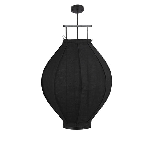 Mica Decorations Pego Hanglamp - H73 x Ø54 cm - Linnen - Zwart - vtwonen shop