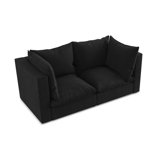 LaMiaSofa Tweezits modulaire bank Ravenna - textuurstof - zwart - 180x90x77