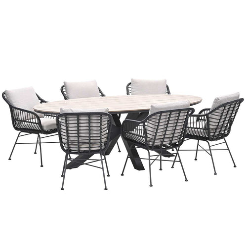 Garden Impressions tuinset Lucas - Tulli zwart - light teak look - 7-delig