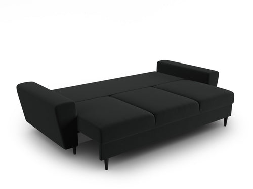 Cosmopolitan Design Slaapbank met opbergdoos Kyoto 3-zits, flueel zwart - 100x235x88cm