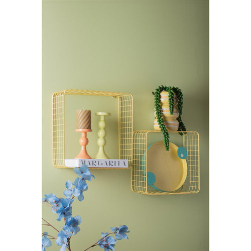 Present Time wanddecoratie Reja - geel - 15x35x35cm - vtwonen shop