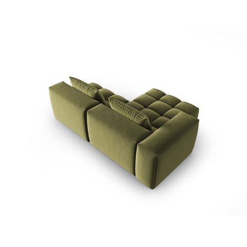 Cosmopolitan Design - Modulaire hoekbank links Verona 3-zits, flueel lichtgroen - 145x205x70cm